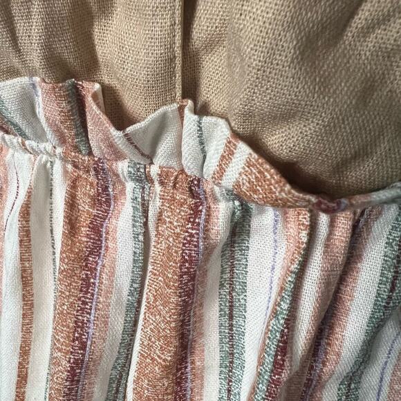 Lily Rose Woman's Tan Striped V Neckline Romper Outfit- Size S - Picture 9 of 12